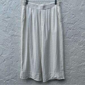 DISSH Pants Women 12 Linen Blend Resort‎ Minimalist Neutral Wide Leg Pull On
